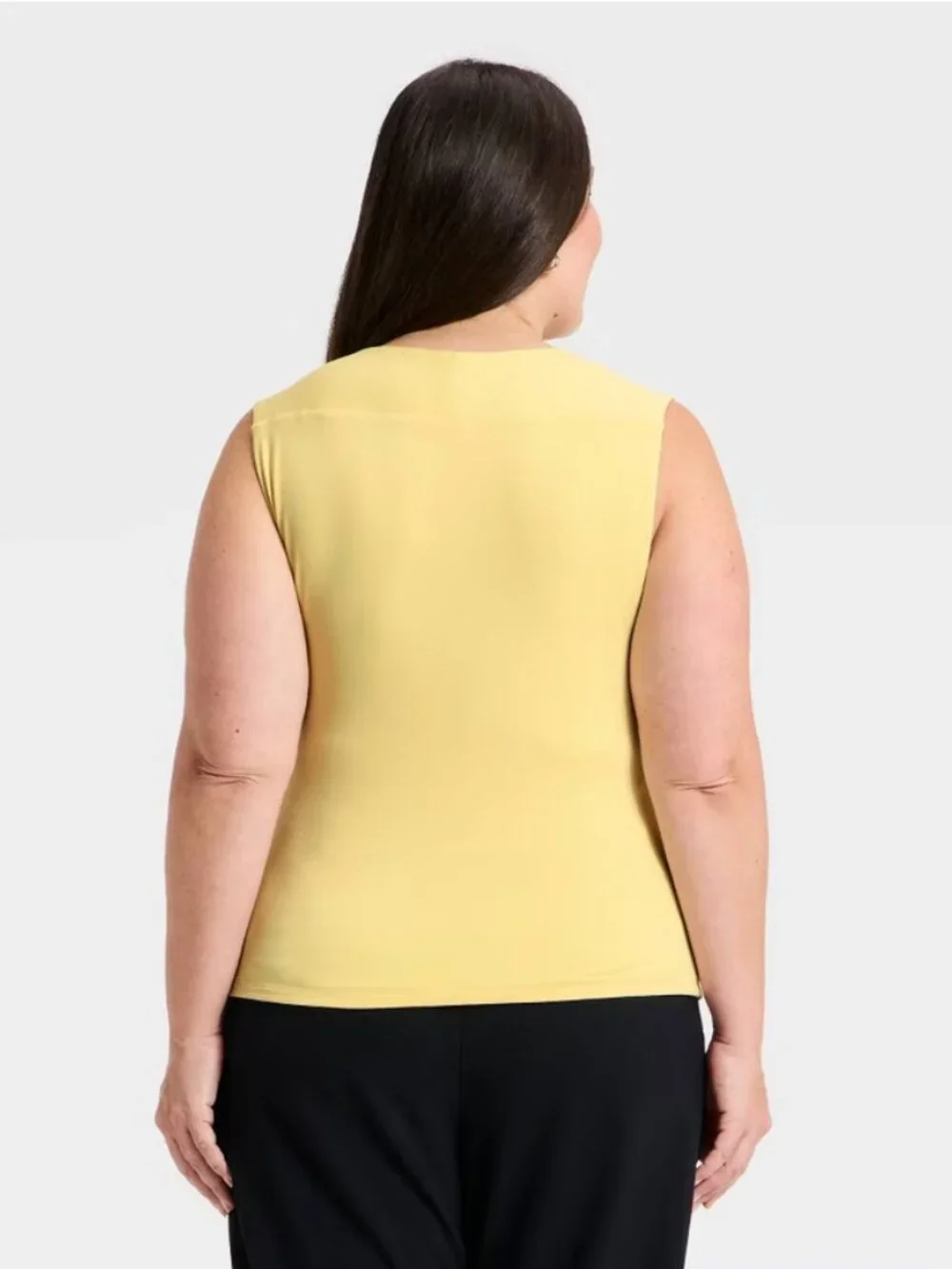 Women's Ruched Tank Top - A New Day Yellow 1X